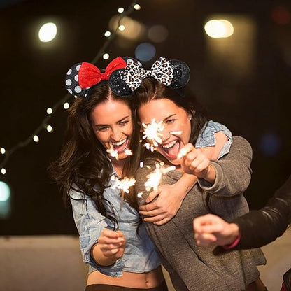 ASAHEL Mouse Ears Headbands Fashion Shiny Bows Mice Ears Birthday Parties Themed Events (Black, Onesize)