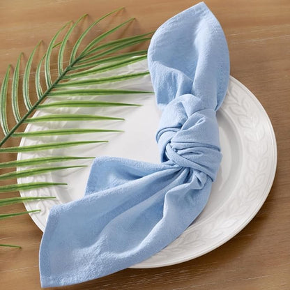 Socomi Cloth Napkins Blue Fall Thanksgiving Washable Reusable Bulk Linen Cotton Napkins Set of 20 17"x17" for Wedding Party Bridal Baby Shower Birthday Dining Table Decorations