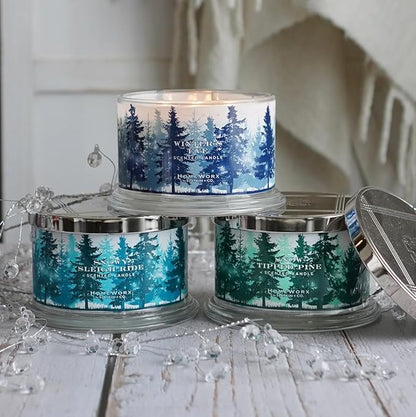 Snow Sleighride 18 oz 4-Wick Candle by HomeWorx | Cozy Aromatherapy | Long-Lasting Fragrance | Winter Home Decor Essential