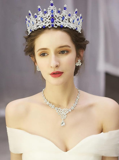 COCIDE Blue Crystal Tiaras and Crowns for Women Princess Queen Crowns for Women Rhinestone Tiaras for Girls Bride Wedding Hair Accessories for Bridal Birthday Party Prom Halloween Cosplay Christmas