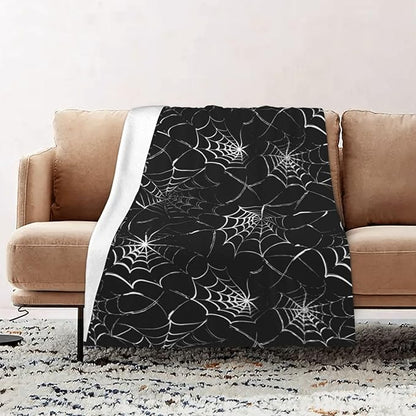 Gothic Spider Web Blanket - Perfect for Gothic Room Decor,Spooky Home Decor, Ideal Gothic Decor Accent,Black Horror Blanket, Soft Flannel for Couch, Bed, and Haunted Mansion Use (50" x 60")