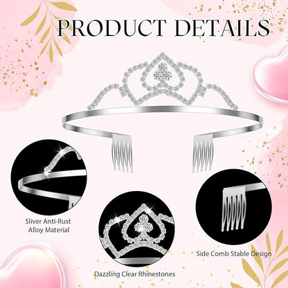 Lyrow 60 Pack Crystal Tiara Crowns Bulk for Women Princess Elegant Tiaras with Combs Rhinestones Crowns Bride Wedding Headbands Birthday Party Headbands