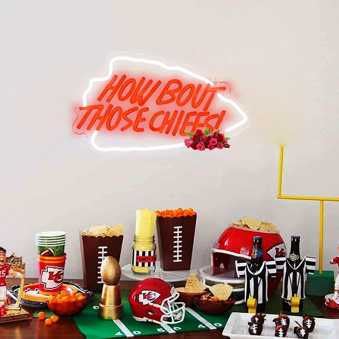 How Bout Neon Chiees Sign Football Neon Sign for Wall Decor Football Led Neon Light for Man Cave Birthday Gifts for Rugby Fans Rugby Team Light Up Sign for Party Club Dorm Bar Decor Size16* 10In