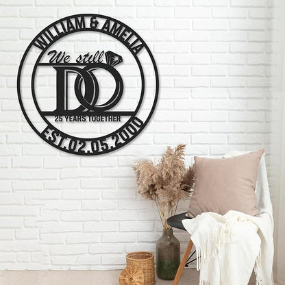 Personalized Anniversary Wedding Gifts for Couples, Custom Metal Sign with Couples Name and Date, Last Name Sign, Metal Art Wall Decor, Home Decor, Engagement Bridal Shower Gifts Color02