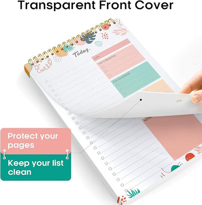 Taja To Do List Notepad - To Do List Notebook for Work with 52 Sheets, 9.8" x 6.5", Undated Daily Planner Perfect for Daily Tasks and Goal Setting, Notepad Suitable for Office, Home & School - Blossom Grove