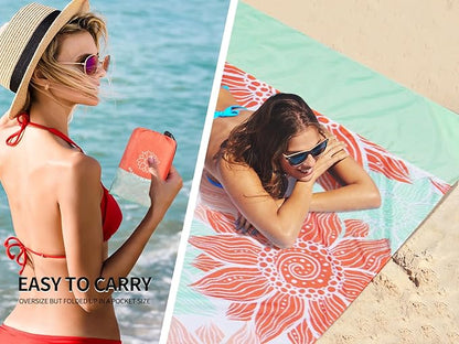 Beach Blanket Waterproof Sandproof Extra Large Beach Mat 79" X 83"/120"x108"for 1-8 Adults Quick Drying Durable Outdoor Picnic Mat for Beach Travel Camping Hiking