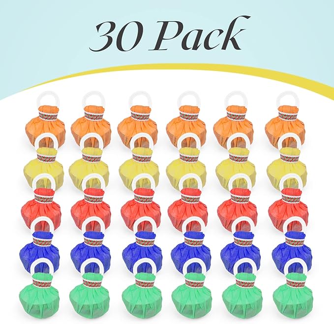 30Pack Colorful Streamer Poppers, No Mess Multi-Color Paper Crackers, Hand Throw Confetti Streamers for Birthday, Wedding, Party Celebrations