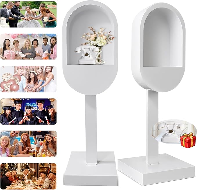 Audio Guest Book Phone Booth Stand, Romantic Audio Guestbook Telephone Booth for Wedding Birthdays Party Graduation Baby Shower Retirement Special Occasions Decoration