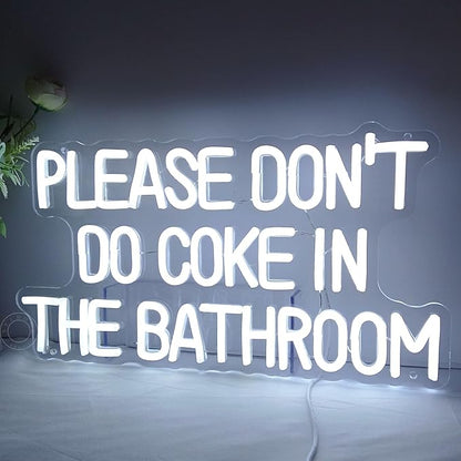 SYLHOME Please Don't Do Coke in the Bathroom Funny Game Room Bedroom Bar Store Wall Decor Sign Birthday Christmas Party Backdrop USB 16.9"X9.2" Cold White