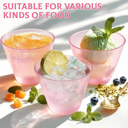 150 Pack Plastic Cups 9 oz Pink Clear Plastic Cups for Cocktail Fancy Disposable Cup for Party Stemless Wine Glasses for Wedding Thanksgiving Christmas Party Graduation
