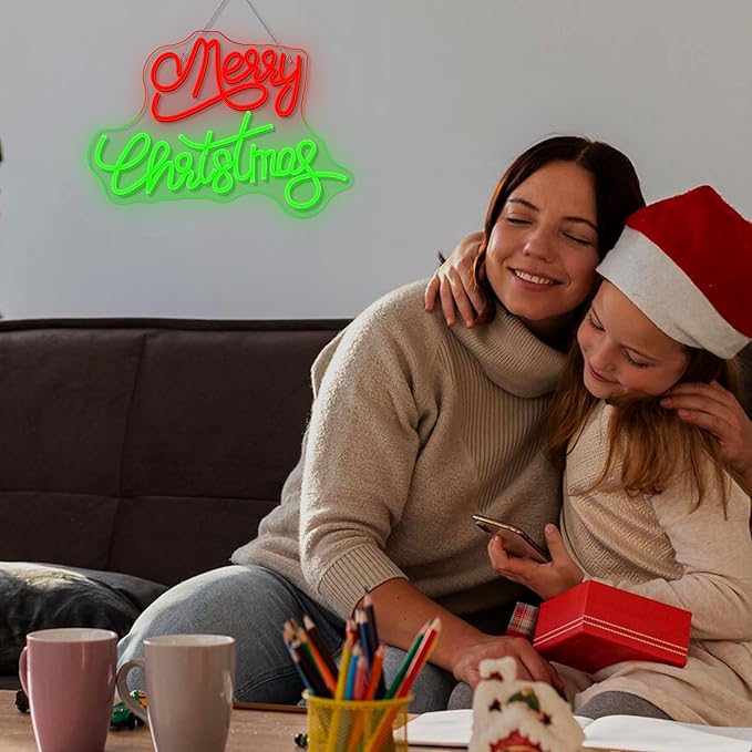 NOSUN Merry Christmas Neon Sign for Wall Decor Dimmable Merry Christmas Led Signs for Xmas Party Kids Bedroom Bar Pub Club Xmax Gift Decorations Bedroom Window Bar Club Shop Gift Decor