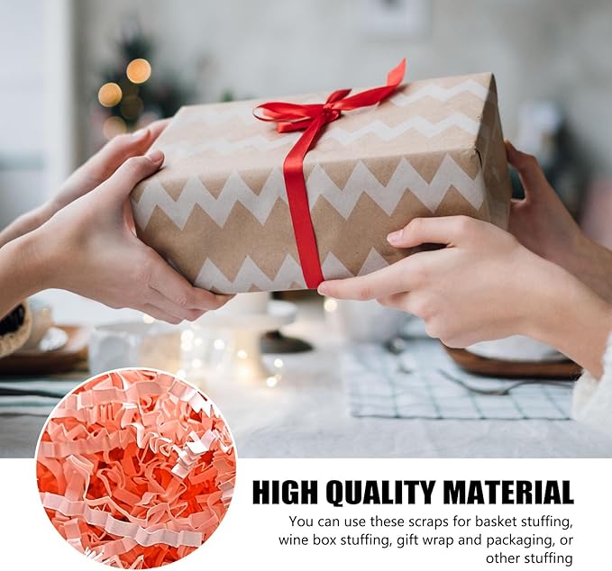 ZEBMOON 2 LB Pink Crinkle Cut Paper Shred Filler Great for Gift Wrapping, Basket Filling, Birthday, Wedding, Halloween, Thanksgiving, Christmas Day, New Year Party Decorations Filling Supplies