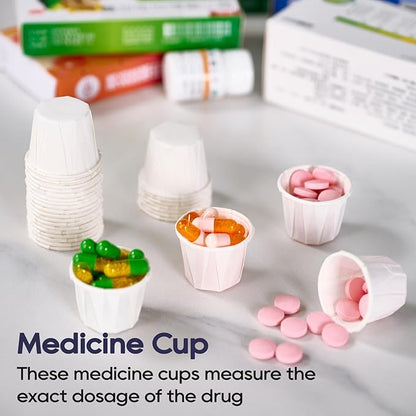 LITOPAK 500 Pack 0.75 oz Disposable Paper Souffle Medicine Cups, 3/4 oz Sample Cups for Tasting Pills, Food Dessert Services, and Condiments