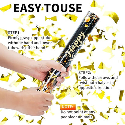 16 inch Christmas Thanksgivings New Years Eve Confetti Poppers,Golden Confettis Cannons Bulk with Gold Paper &Cup Design for Thanksgiving Parade Xmas Party Favor Supplies New Year's Eve celebration