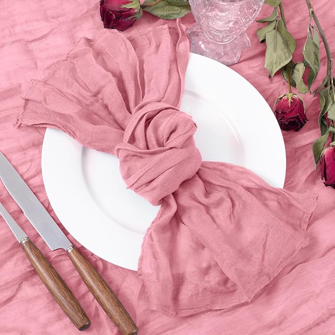 Socomi Mauve Cheesecloth Napkins Fall Thanksgiving Cheese Cloths Gauze Set of 10 Boho Washable Dinner Table Napkins for Wedding Party Baby Shower Birthday Party Decor