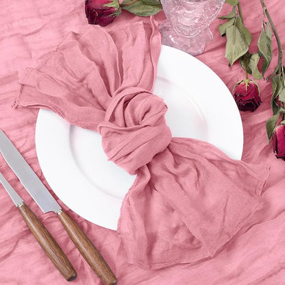 Socomi Mauve Cheesecloth Napkins Fall Thanksgiving Cheese Cloths Gauze Set of 10 Boho Washable Dinner Table Napkins for Wedding Party Baby Shower Birthday Party Decor