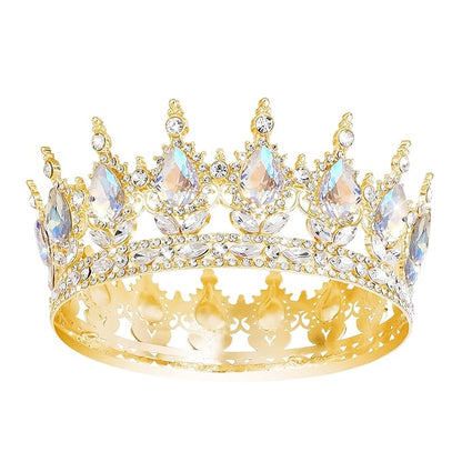 Queen Crown Rhinestone Wedding Crowns and Tiaras for Women Costume Party Hair Accessories Princess Birthday Crown Crystal Bridal Crown (Gold Crown-Moonlight)
