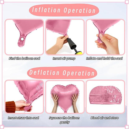 8 pcs heart-shaped balloons, 18 inch heart-shaped foil balloons, suitable for wedding decoration, engagement, birthday, holiday, Valentine's Day party theme decoration