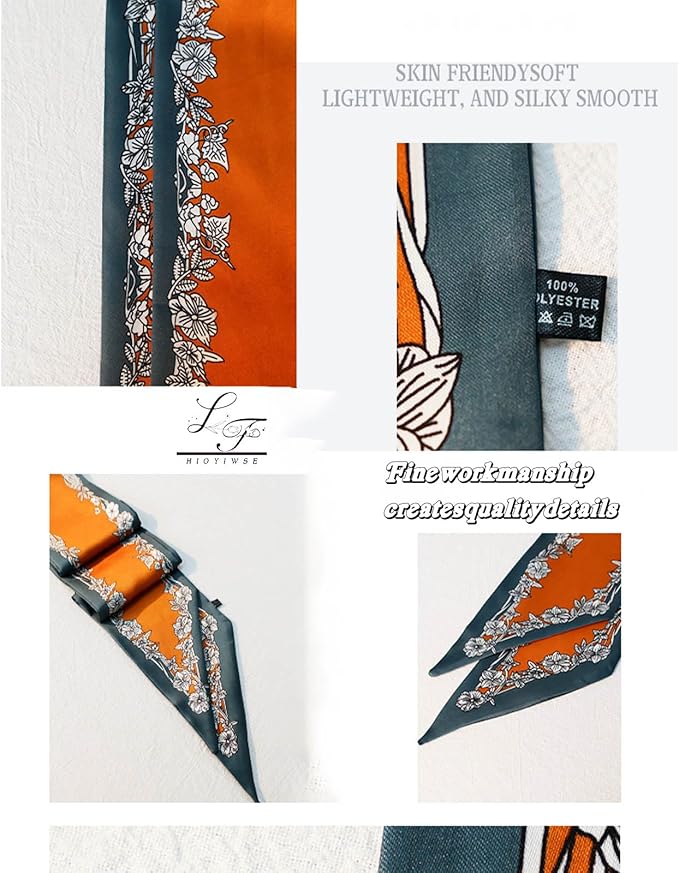Head Scarf Hair Neck Scarves For Women Purse Bag Scarfs For Handbags Silky Long Thin Satin Headscarf Fashion