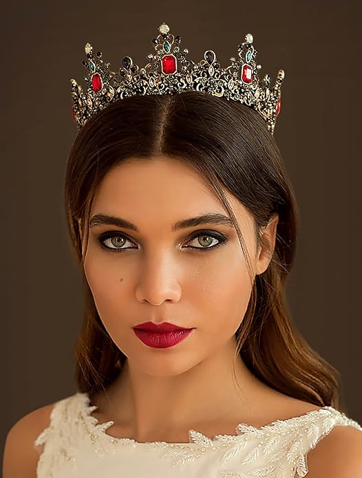 SWEETV Queen Crown for Women - Baroque Wedding Tiaras and Crowns,Jeweled Tiara Crown,Prom Birthday Halloween Hair Accessories