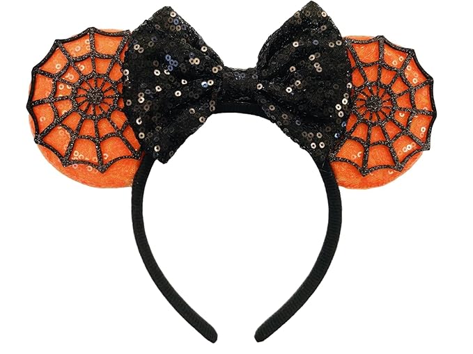 ASAHEL Mouse Ears Headbands Fashion Shiny Bows Mice Ears Birthday Parties Themed Events (spider web, Onesize)