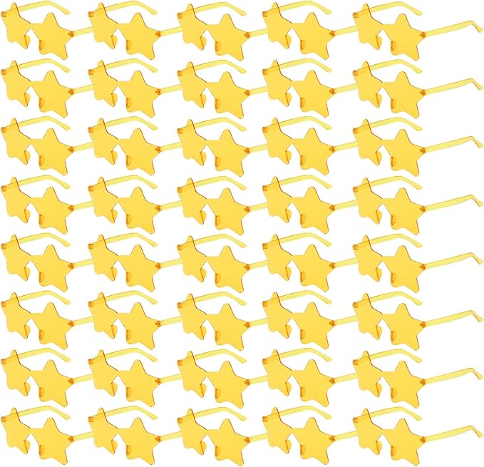 Matcheck 40 Pack Star Shaped Rimless Sunglasses Bulk Transparent Candy Colored Glasses Frameless Party Eyewear for Adults