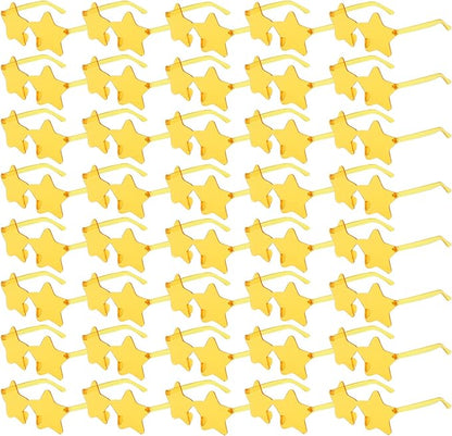 Matcheck 40 Pack Star Shaped Rimless Sunglasses Bulk Transparent Candy Colored Glasses Frameless Party Eyewear for Adults