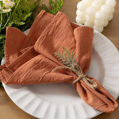 Socomi Cloth Napkins Terracotta Fall Burnt Orange Thanksgiving Washable Reusable Bulk Linen Cotton Napkins Set of 10 17"x17" for Wedding Party Bridal Baby Shower Birthday Dining Table Decorations