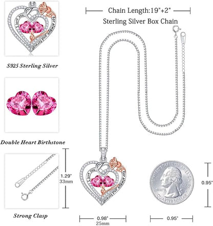 Iefil Christmas Gifts for Wife Women - 925 Sterling Silver Double Birthstone Necklace, Anniversary Birthday Gifts for Women, Jewelry Gift for Wife Girlfriend Mom Her