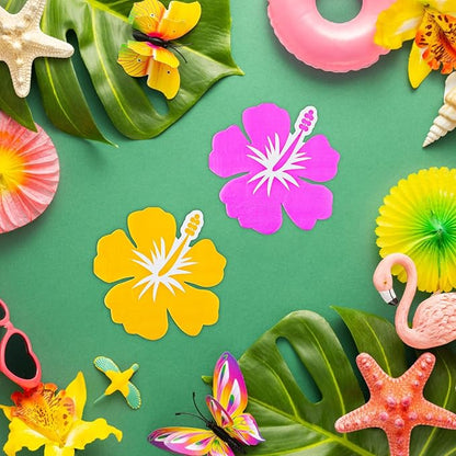 100 Pack Hawaii Laua Paper Napkins Tropical Luncheon Disposable Napkins Hawaii Hibiscus Beverage Napkins for Beach Summer Hawaiian Luau Party Supplies Tableware Decorations