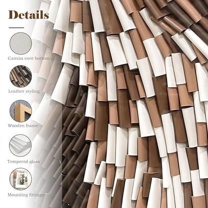 BrightA The Texture Leather Collage Craft Painting With A Contrast Of Brown And White Colors Adds An Artistic Atmosphere And Style To The Space 27.5"x39.4"