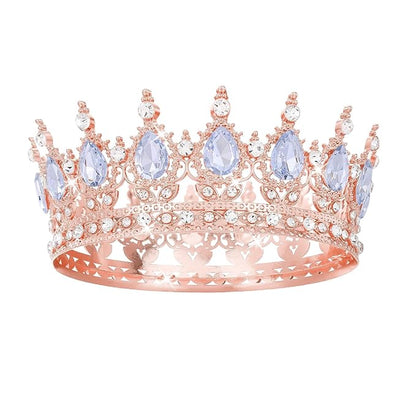 Rose Gold Crown for Women Crystal Tiara and Queen Crown for Girl Wedding Headband for Bride Hair Accessories for Costume Birthday Party Cake Decoration Prom
