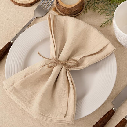 Socomi Cloth Napkins Champagne Fall Thanksgiving Washable Reusable Bulk Linen Cotton Napkins Set of 6 17"x17" for Wedding Party Bridal Baby Shower Birthday Dining Table Decorations