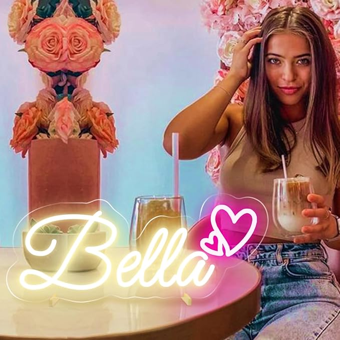 Custom Neon Signs with Base,Personalized Led Lights Sign Bedroom Decor,Neon Sign Customizable for Wall Decor,Valentine's Festival Christmas Kids Gift Customized(with base,chain and screw)