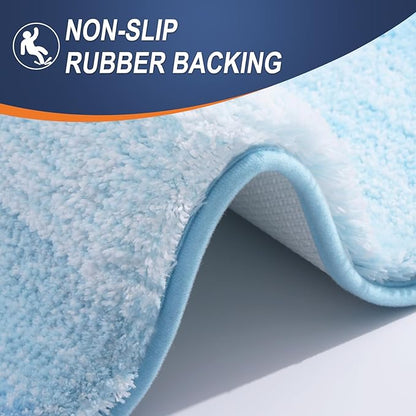 OLANLY Bathroom Rugs Mat 70x24, Extra Soft Absorbent Microfiber Bath Rugs, Rubber Backing, Quick Dry, Machine Washable Bath Mats for Bathroom Floor, Tub and Shower, Home Decor Accessories, Sky Blue