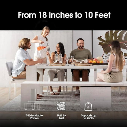 Transformer Table - Solid Wood Extendable Dining Table, Seats 2-12, Expandable Dining Room Table, Space-Saving Furniture, Kitchen and Dining Room Furniture (White, Table + 2 Benches)