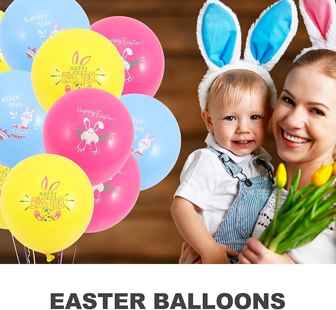 VICASKY 30Pcs Easter Party Balloons Bright Colored Latex Decor for Bunny Egg Themes Birthday Shower Holiday Celebration Photo Background