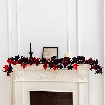 Artificial Fall Garland with Maple Leaves, Pumpkins & Berries – 7ft Autumn Garland for Thanksgiving,Halloween, Fireplace Mantel, Doorway & Fall Harvest Table Decor