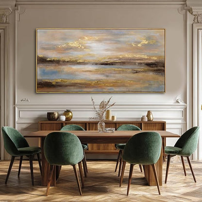 Gold Abstract Wall Art Decor Neutral Canvas Pictures Framed Wall Decor Colorful Art Prints for Living Room Dining Room Bedroom 24x48 Inch