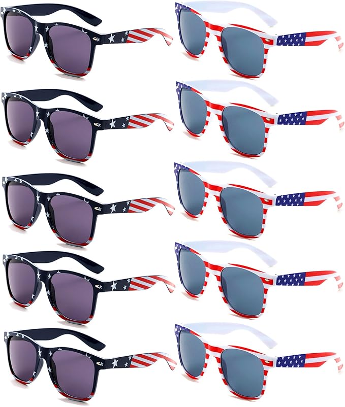 Eyegla Bulk American Sunglasses USA Flag Sunglasses Patriotic Glasses 4th of July Party Supplies-10/20Pack