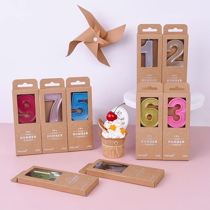 PHD CAKE 2.76 Inch Luxe Rose Gold 9 Number Birthday Candles, Rose Gold Number Candle, Cake Number Candles, Party Celebration