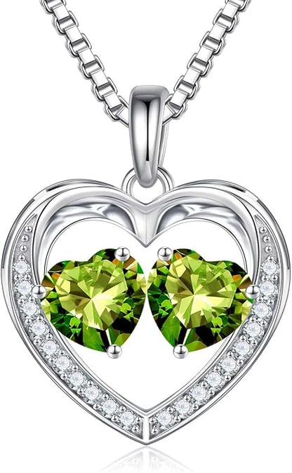 Iefil Christmas Gifts for Women Wife - 925 Sterling Silver Heart Birthstone Necklace, Anniversary Birthday Gifts for Women Wife Girlfriend Mom, Birthstone Jewelry Gift for Her