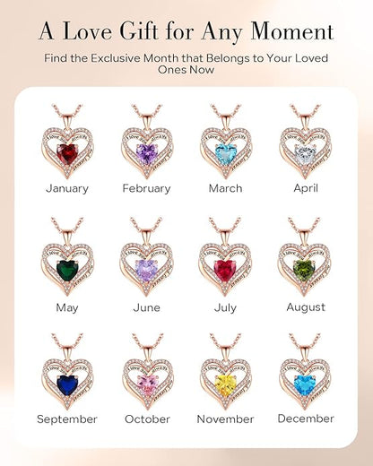 S925 Sterling Silver Necklace for Women, Wife Jewelry Rose Gold, Mom Birthday Valentines Mothers Day Gifts, Girlfriend Necklaces, Daughter Heart Jewel, Anniversary for Her