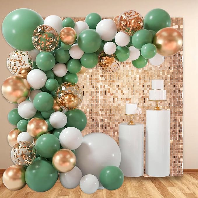 48 PCS Champagne Shimmer Wall Backdrop, Square Sequin Photo Backdrops Panel, Glitter Wall Background for Birthdays, Weddings, Halloween, Engagements, Disco Bachelorette Party Decoration (6FTx8FT)