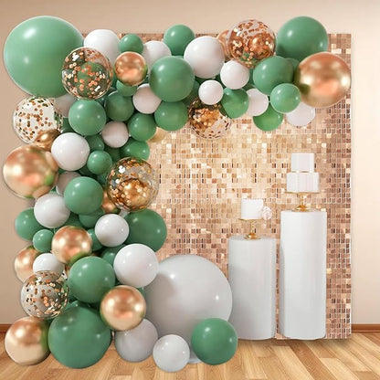 48 PCS Champagne Shimmer Wall Backdrop, Square Sequin Photo Backdrops Panel, Glitter Wall Background for Birthdays, Weddings, Halloween, Engagements, Disco Bachelorette Party Decoration (6FTx8FT)