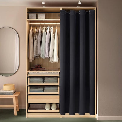 ChrisDowa Blackout Door Curtains for Doorway Privacy, Grommet Closet Curtains for Bedroom Closet Door, Thermal Insulated Temporary Doorway Cover Room Divider Drapes (1 Panel, Black, 34 x 80 Inch)