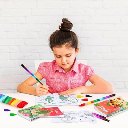 BenLouis 24 Summer Mini Coloring Books Kids with 24 Stacking Crayons Beach Pool Party Favors Activity Books Bulk for Kids Summer Birthday Goodie Bag Gift Stuffer Classroom Reward