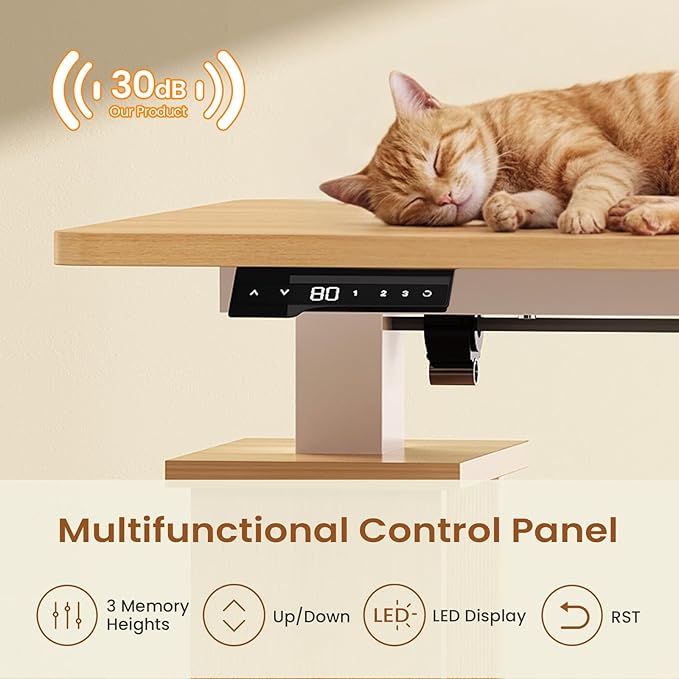 SEDETA L Shaped Electric Standing Desk, 55 inch Height Adjustable Office Executive Desk with Storage Drawers, Fluted Sit Stand Corner Computer Desk with Power Outlets for Home Office, Oak