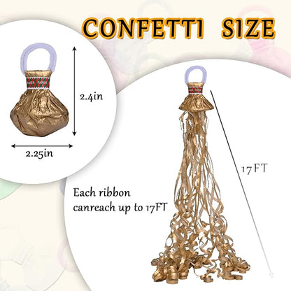 12 Pack Golden Streamer Poppers, No Mess Confetti Poppers，Party Poppers No Mess Streamers Easy to Clean Handheld Streamer Cannon，Ideal for Celebrations and Events