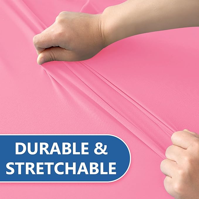 Table Cover for 4 Foot Rectangle Tables-8 Pack Pink Fitted Stretch Tablecloth-Elastic Spandex 4ft Folding Tablecloths for Party, Wedding, Banquet Buffet Event, Craft Trade Show